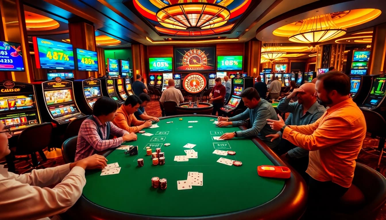 Enjoying a winning moment at norska casino utan svensk licens with vibrant poker chips and an intense game of cards.