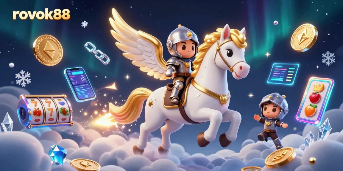 Play thrilling games at rokok88 with golden magical horse and vibrant slot elements.