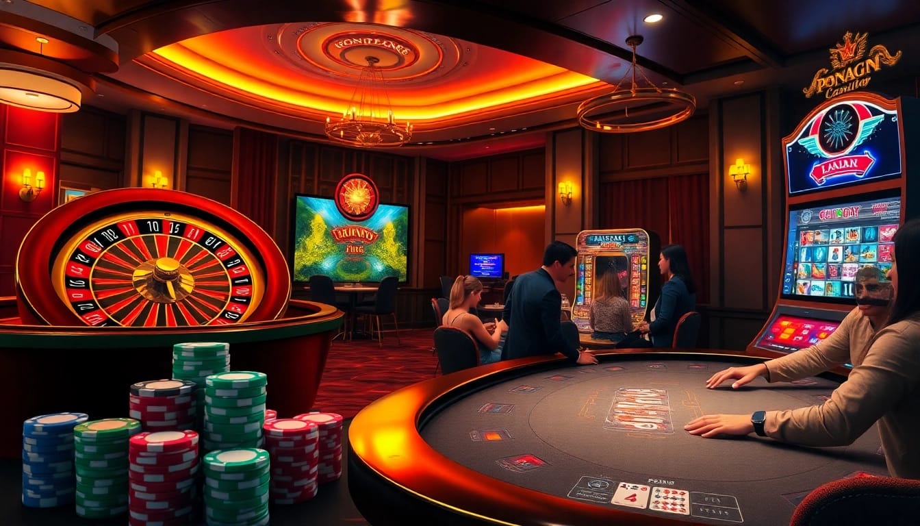 Experience the excitement of gambling at https://king88sa.com/, featuring vibrant casino visuals with a roulette wheel and poker chips.