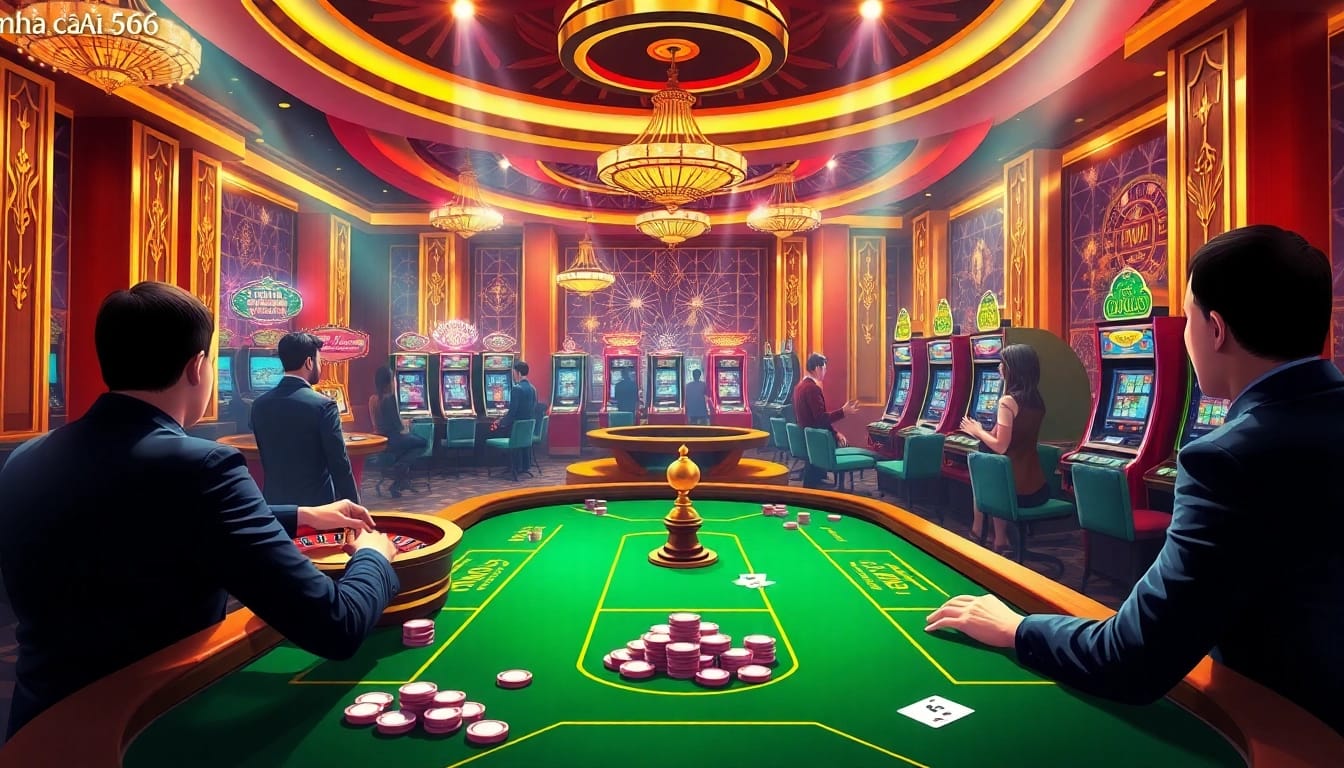Experience the thrill of gambling at nhà cái 566 with vibrant casino tables and exciting games.