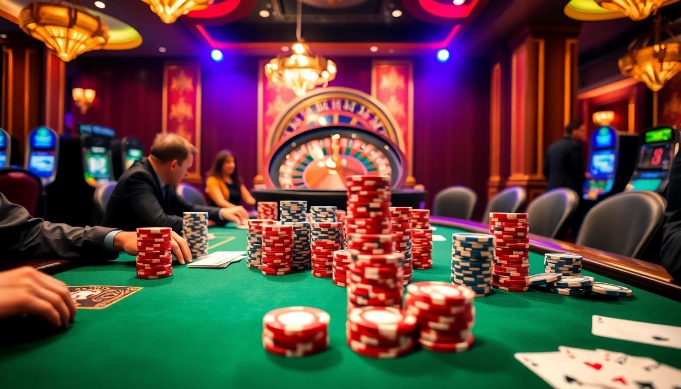 Enjoying a thrilling game at 13 Win casino with poker chips and roulette wheel.