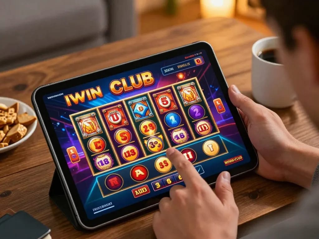Engaging gameplay in IWIN CLUB online casino on a tablet with vibrant graphics and player interaction.