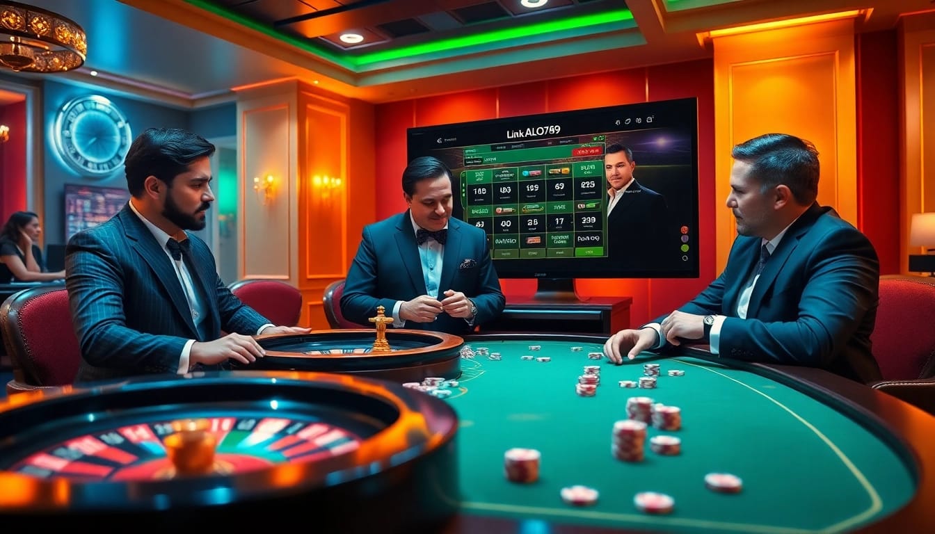 Gamble strategically with Link ALO789 at a vibrant online casino featuring roulette and poker games.