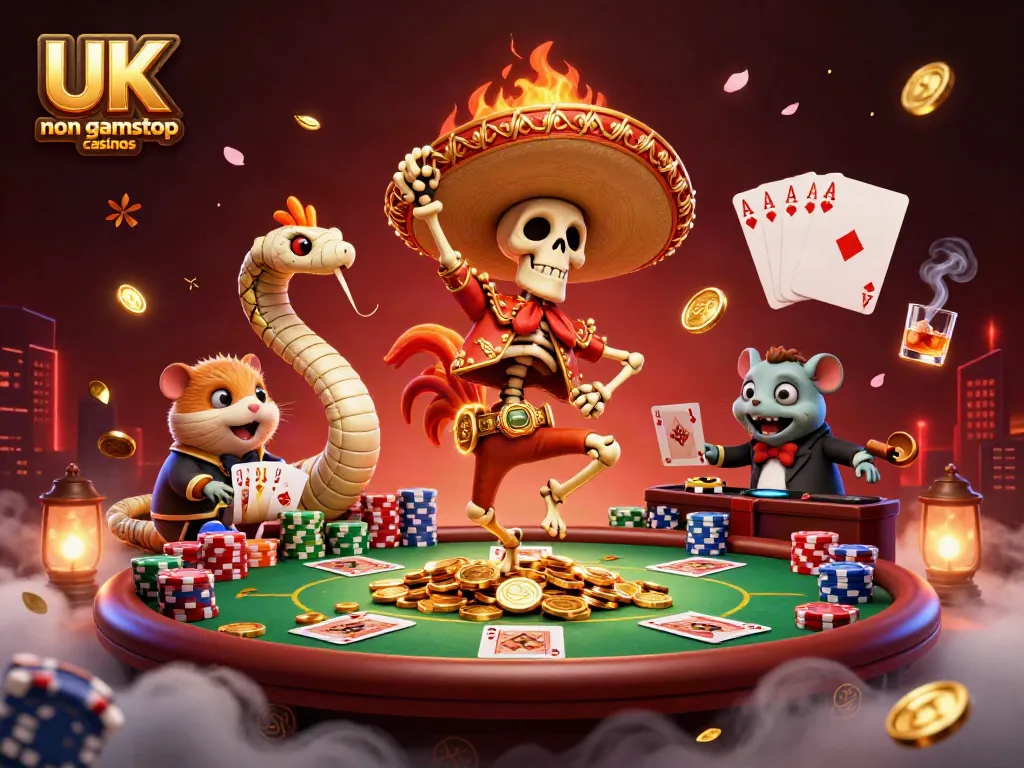 Celebrate big wins at UK non gamstop casinos with a lively 3D casino illustration.