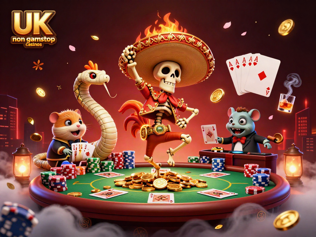 Celebrate big wins at UK non gamstop casinos with a lively 3D casino illustration.