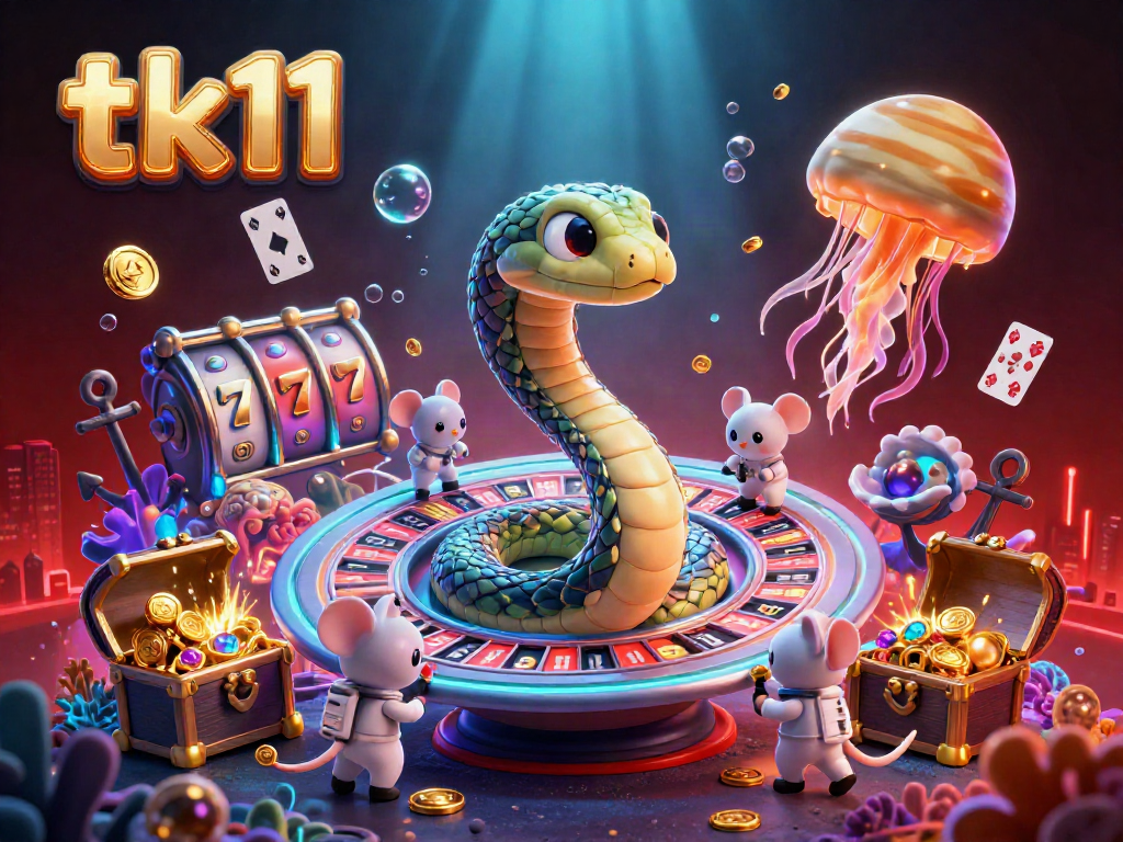 Engage with tk11 as cartoon astronaut mice place bets on a cosmic roulette wheel with vibrant elements.