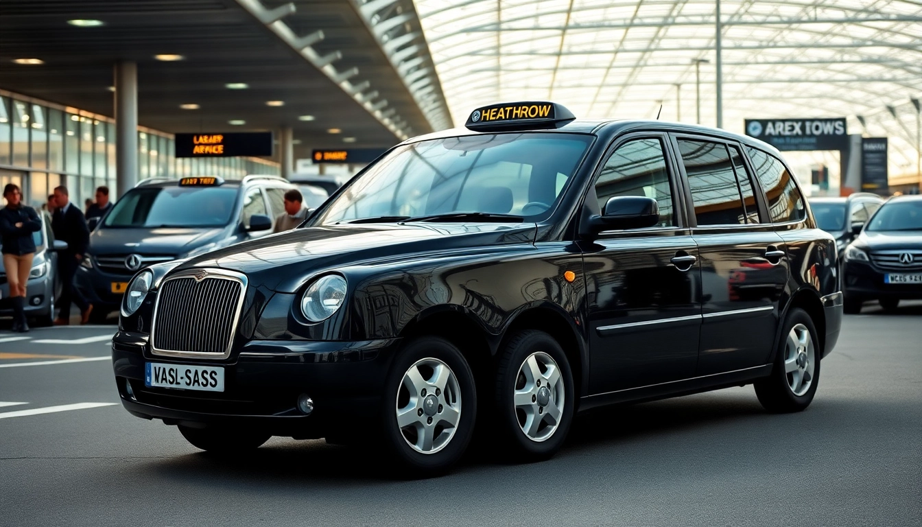 Taxi at Heathrow offering premium airport transfer services to travelers.