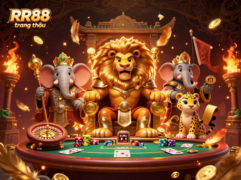 Experience the excitement of RR88 trang chủ with the fierce lion king and dynamic gambling elements.