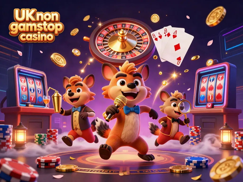 Experience the excitement at a UK non gamstop casino with hyenas in a lively scene.