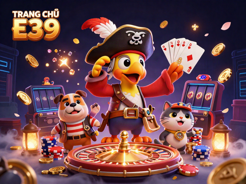 Experience excitement at TRANG CHỦ E39 with vibrant gambling elements and interactive characters.