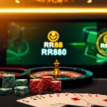 Experience the luxurious online gaming atmosphere at trang chủ rr88 with vibrant poker chips and roulette wheels.