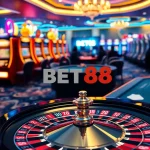 BET88 slot machines and roulette wheel inviting players for thrilling games.