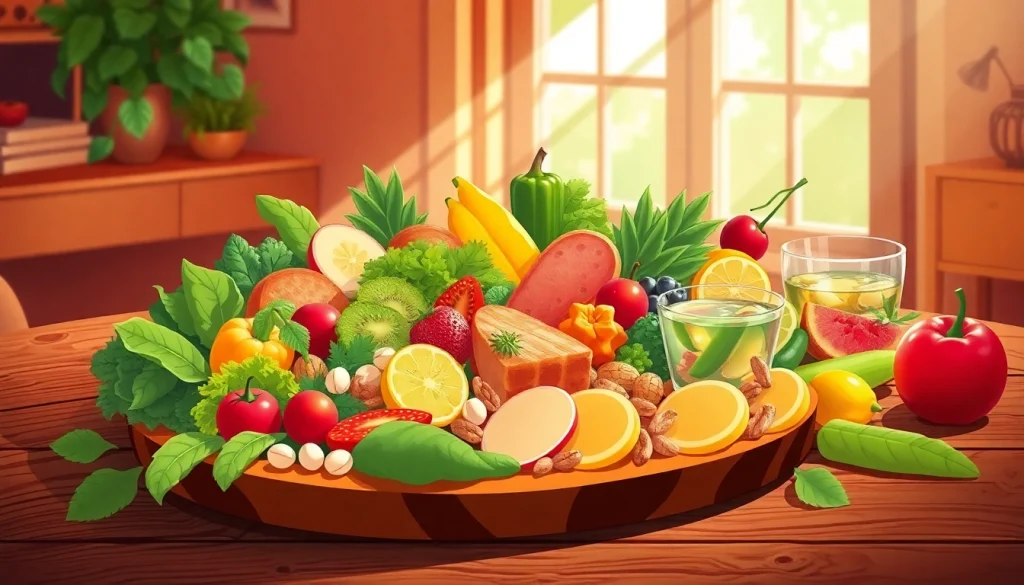 Vibrant healthy food platter showcasing various nutritious fruits and vegetables.