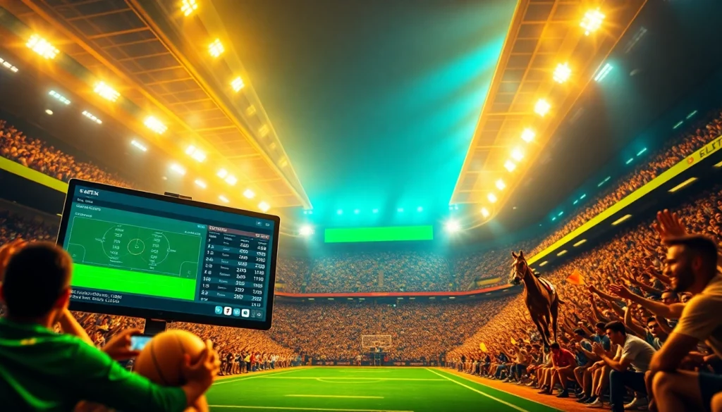 Experience thrilling sports betting action at https://ii69vn.com/ with vibrant arena and live odds display.