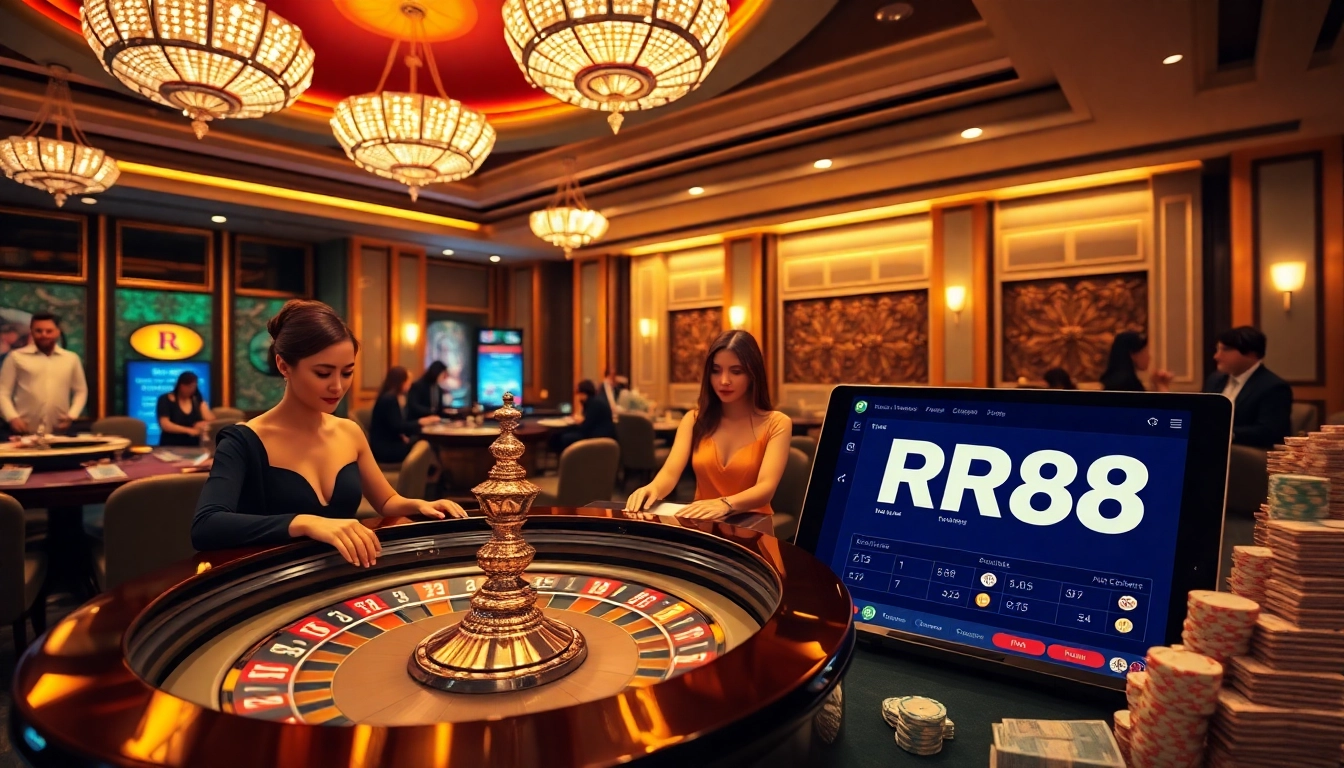 Players enjoying roulette at RR88's luxurious casino, where excitement and professionalism meet.