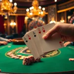 Exciting poker hand with s8 cards at a luxurious casino table