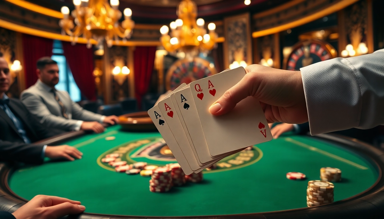 Exciting poker hand with s8 cards at a luxurious casino table