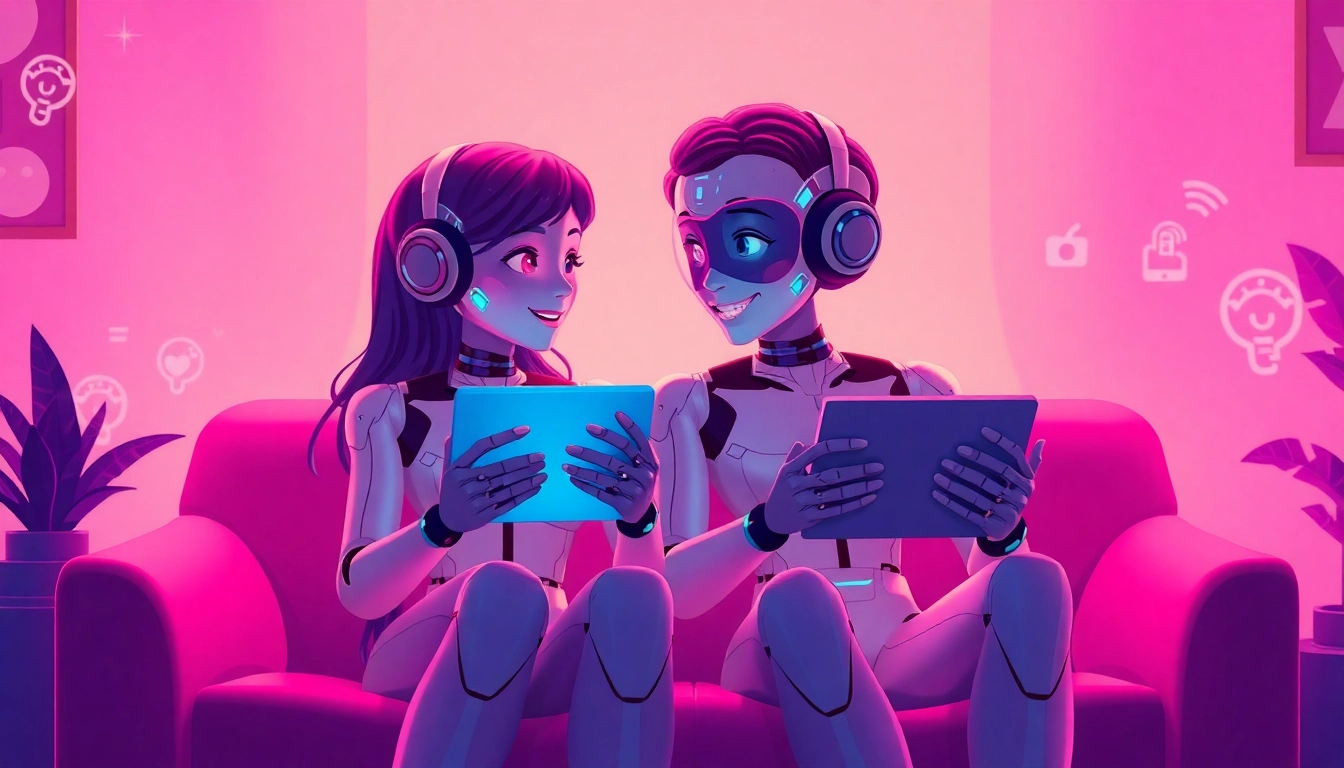 Engaging AI characters in playful conversation, showcasing the essence of ai sexchat interactions.