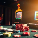 Exciting online gambling action at xx88 featuring poker tables and vibrant gaming elements.