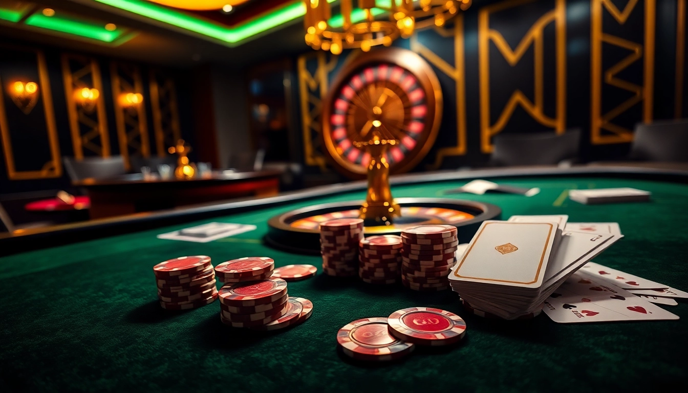 Experience the excitement of GG88 with vibrant poker chips and a luxurious casino table setting.