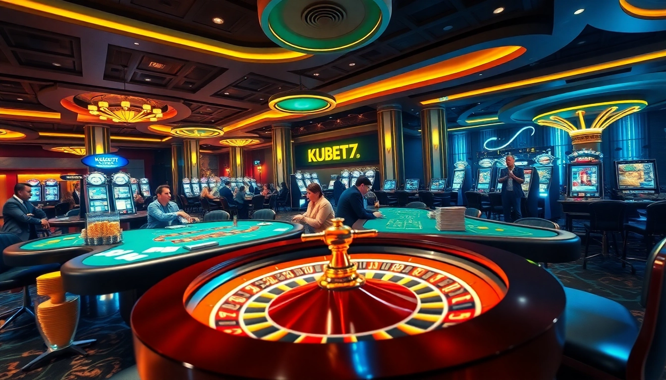 Experience thrilling gambling at https://kubet77i.ink/ with players engaged in poker and roulette games.