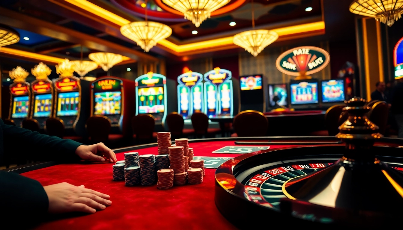 Engage in the thrill of Game Kp88 at a vibrant casino table surrounded by excitement.