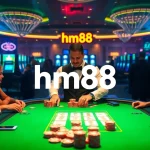 Engaging players at the hm88 poker table in a luxurious casino atmosphere.