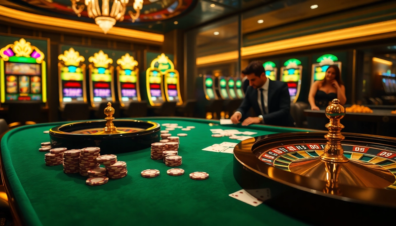 Experience the thrill of Game sx88 with vibrant casino tables and elegant gambling elements.