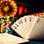 Experience the excitement of online gambling with rikvip's vibrant betting scene featuring cards and chips.