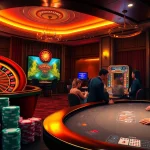 Experience the excitement of gambling at https://king88sa.com/, featuring vibrant casino visuals with a roulette wheel and poker chips.