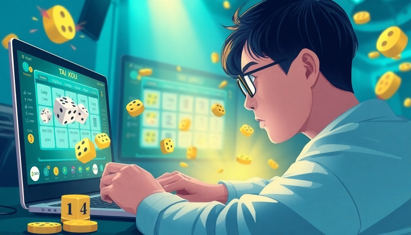 Tài Xỉu Online gaming experience with animated dice and vibrant interface.