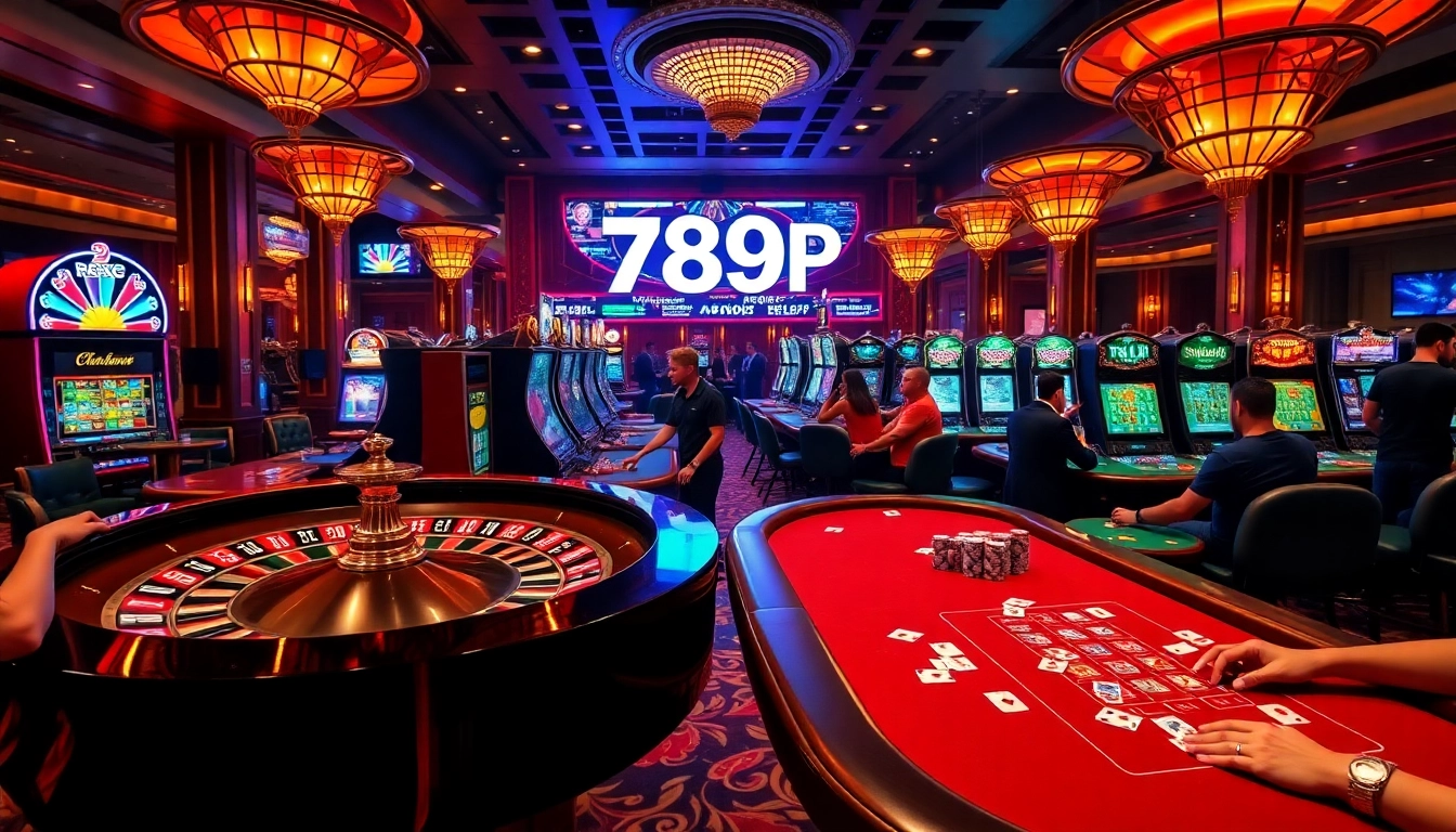 Experience the excitement of 789P at a vibrant casino with lively gaming tables and slot machines.