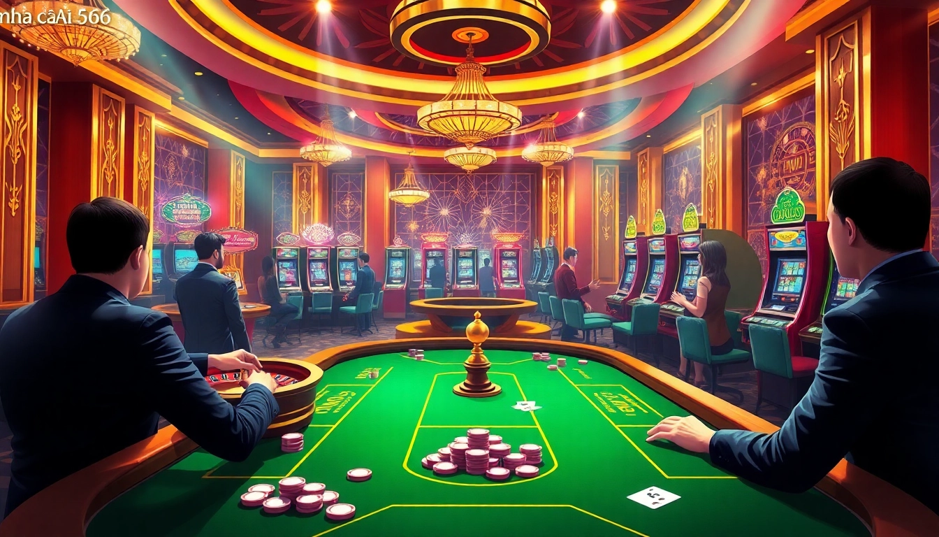 Experience the thrill of gambling at nhà cái 566 with vibrant casino tables and exciting games.