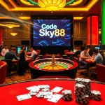 Experience the thrill of winning with code sky88 at luxury casino tables featuring roulette wheels.