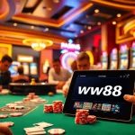 Experience the thrill of gaming at ww88 with players engaging at a vibrant poker table.