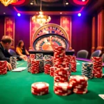 Enjoying a thrilling game at 13 Win casino with poker chips and roulette wheel.
