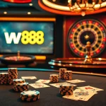 Exciting gambling scene featuring high-stakes poker at ww88 com casino with luxurious decor.