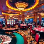 Engaging scene of gamblers enjoying games at nhà cái hello88 casino, showcasing roulette, poker tables, and vibrant slot machines.