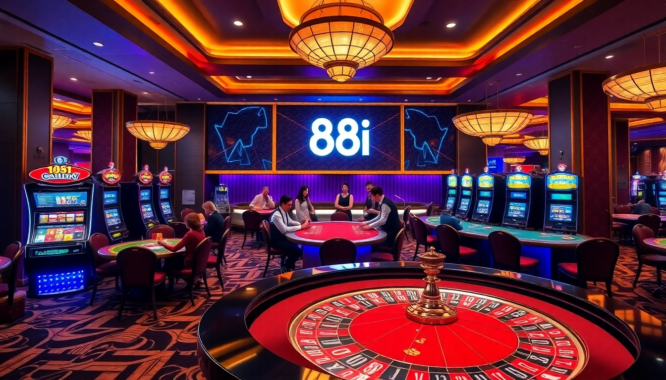 Betting excitement at 88i casino with vibrant tables and enthusiastic players.