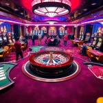Engaging gambling scene highlighting the excitement at https://luck8f.jpn.com/ with roulette and poker tables.