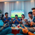 Engaged fans watching a live football match on vaoluoitv.it.com, experiencing excitement and community.