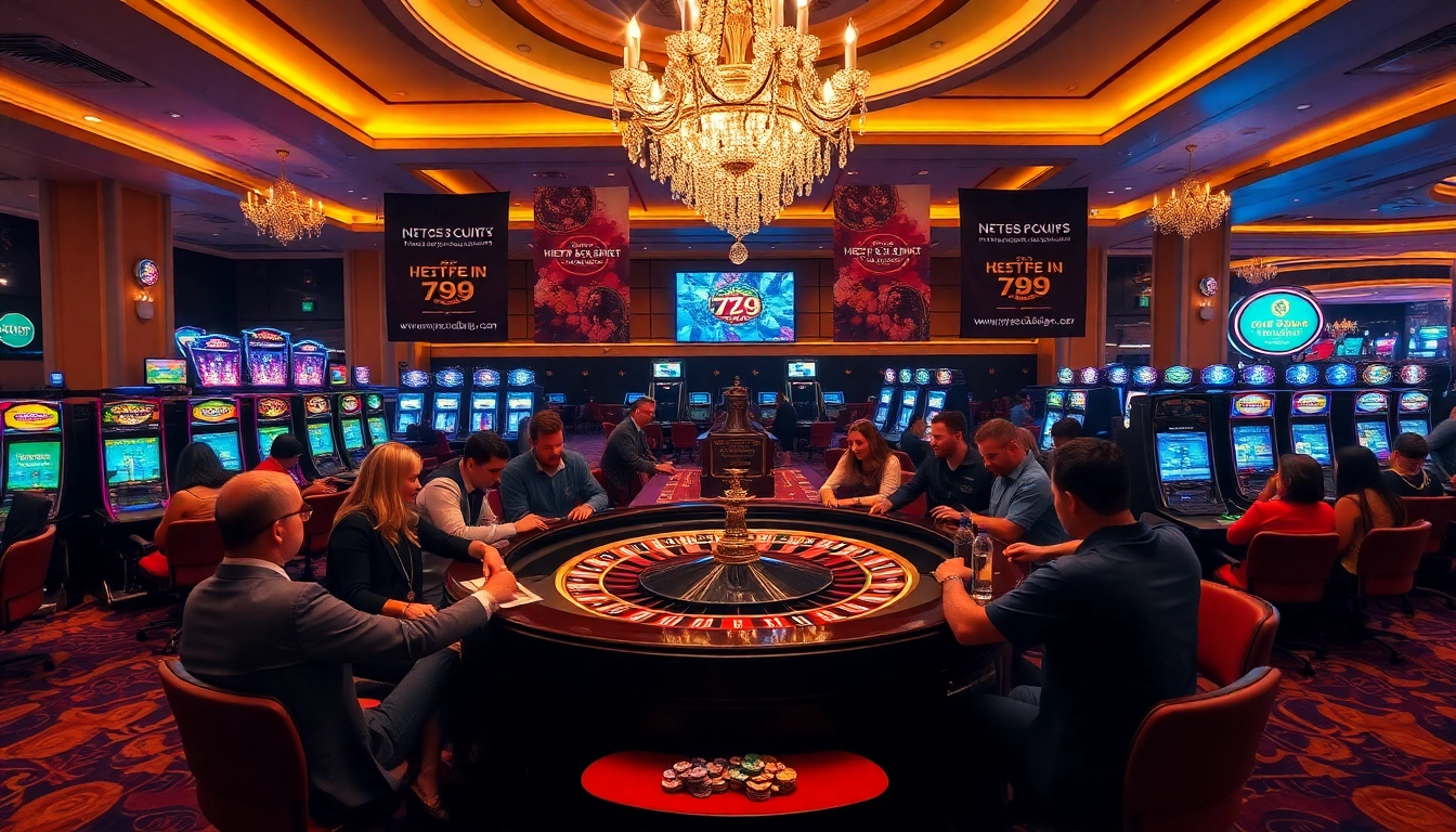 Players enjoying the thrill of gambling at https://789club.quest/, featuring roulette and slot machines.