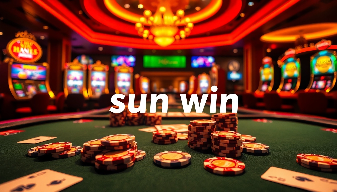 Experience thrilling poker excitement at the sun win casino with vibrant chips and cards.