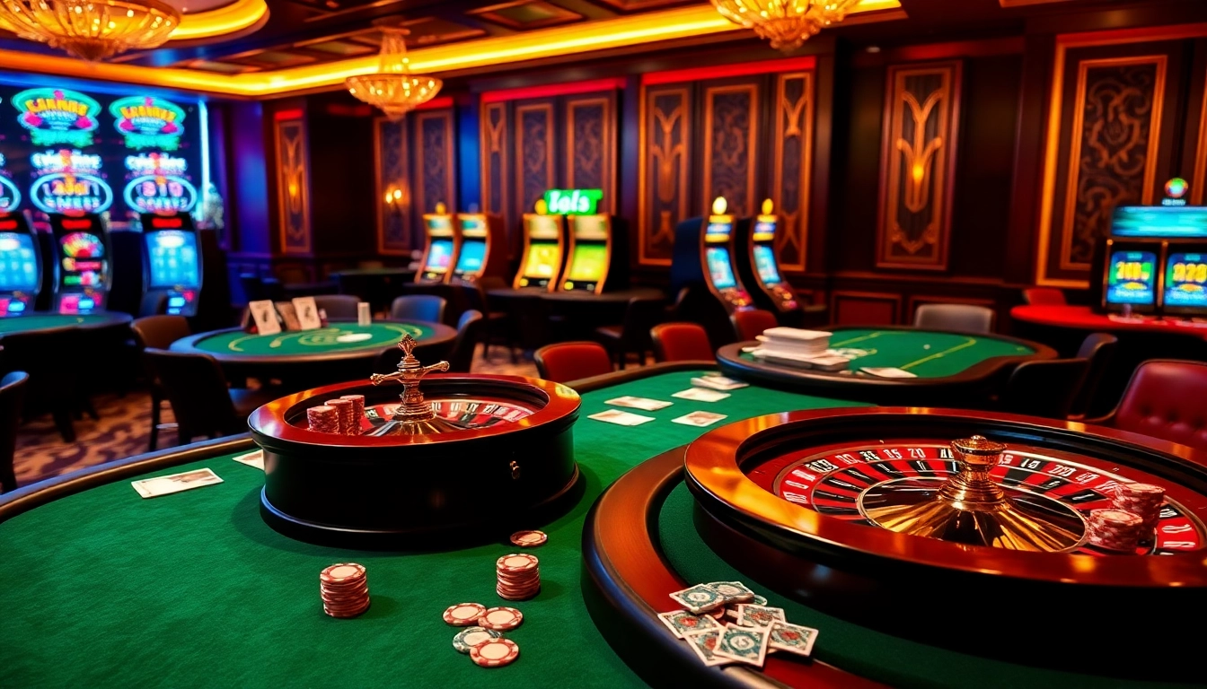 Experience thrilling gameplay at https://gamemanclub.wiki with vibrant poker tables and roulette wheels capturing the essence of luxury gambling.