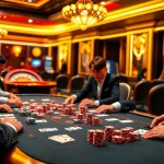 High-stakes poker gameplay at RR888, showcasing vibrant chips and cards in a luxurious casino atmosphere.