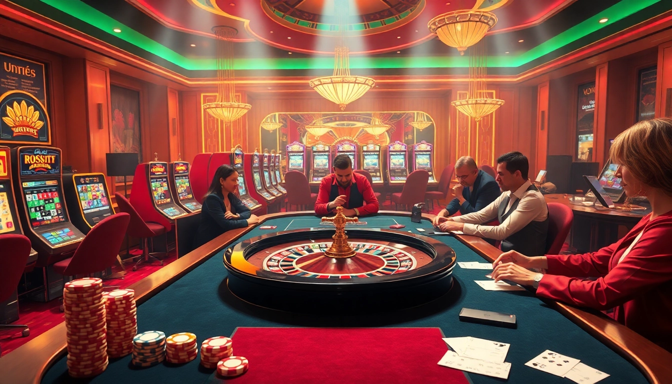 Experience the thrill of gaming at tại i9bet with players engaged in poker and roulette.