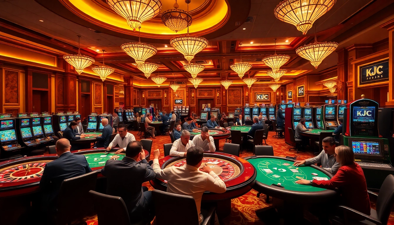 KJC players enjoying thrilling casino action at roulette, poker, and blackjack tables.