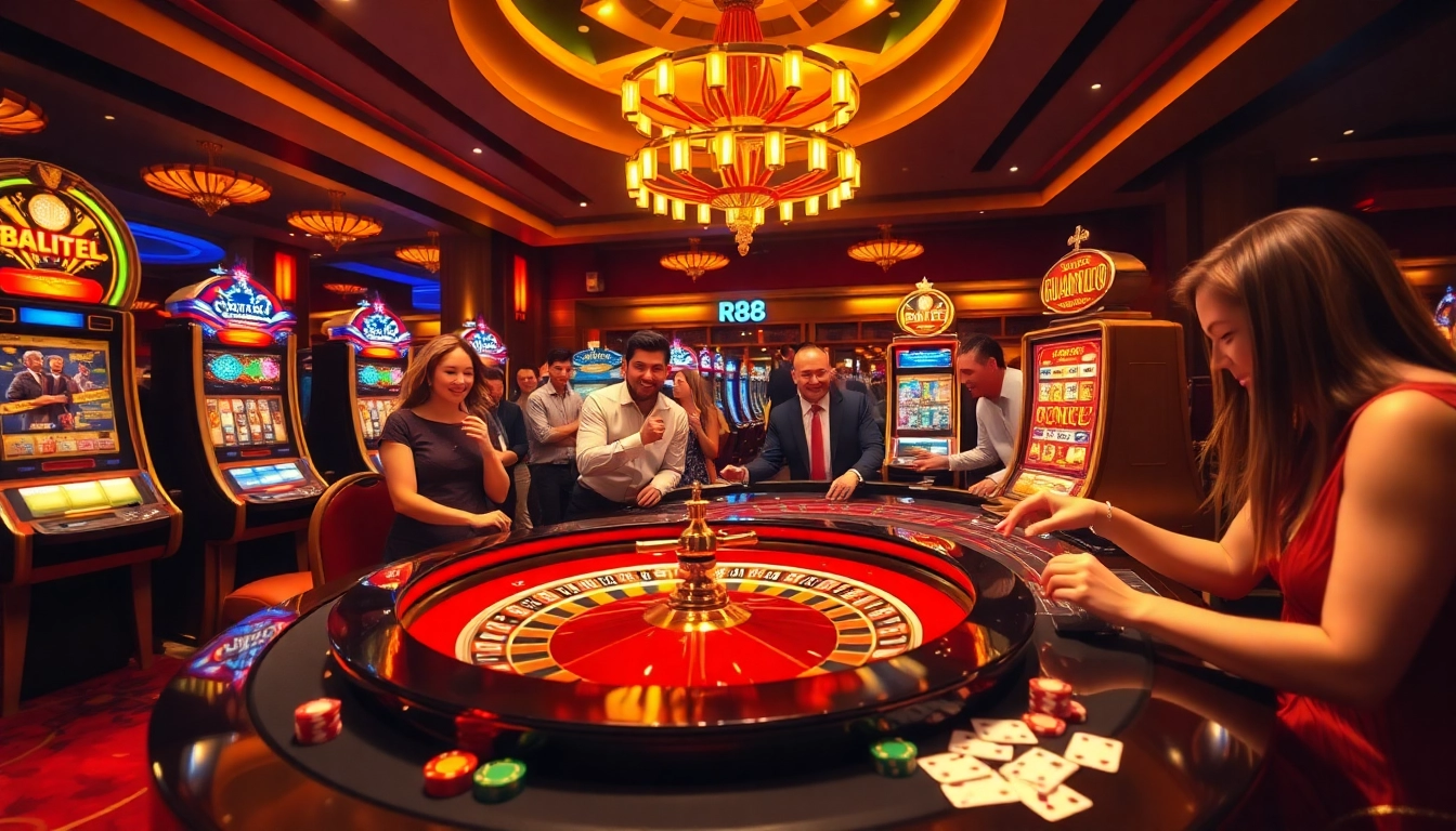 Experience the excitement of RR88 at a vibrant casino table with players enjoying their gaming.