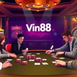 Players enjoying the excitement of poker at Vin88 casino with vibrant gaming atmosphere.