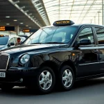 Taxi at Heathrow offering premium airport transfer services to travelers.